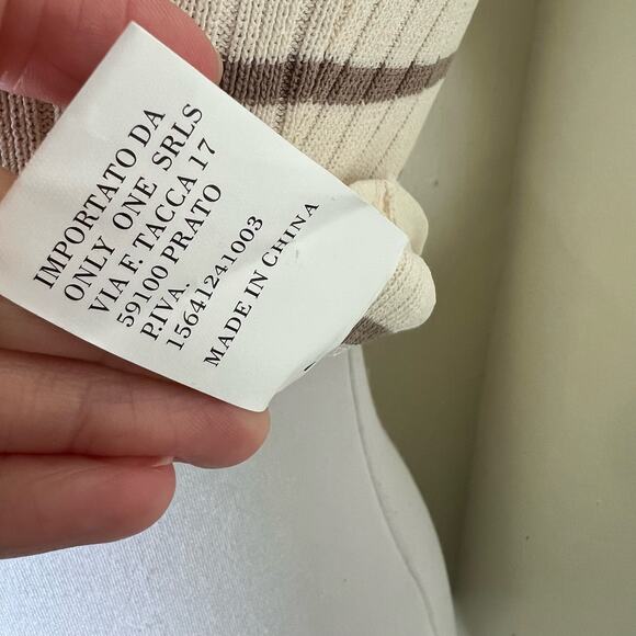 Anna Dani Rib Knit Crop Top OS Cream Black Stripe Scoop Neck Tank Chic New - Picture 7 of 8